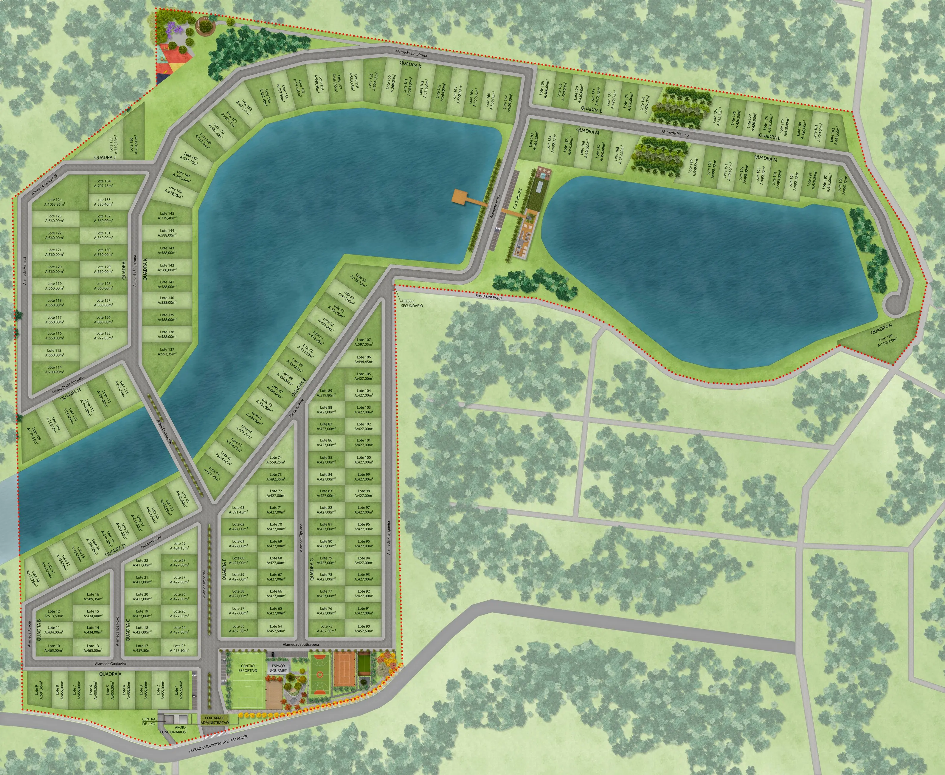 Mapa de implantação do Itaara Reserve