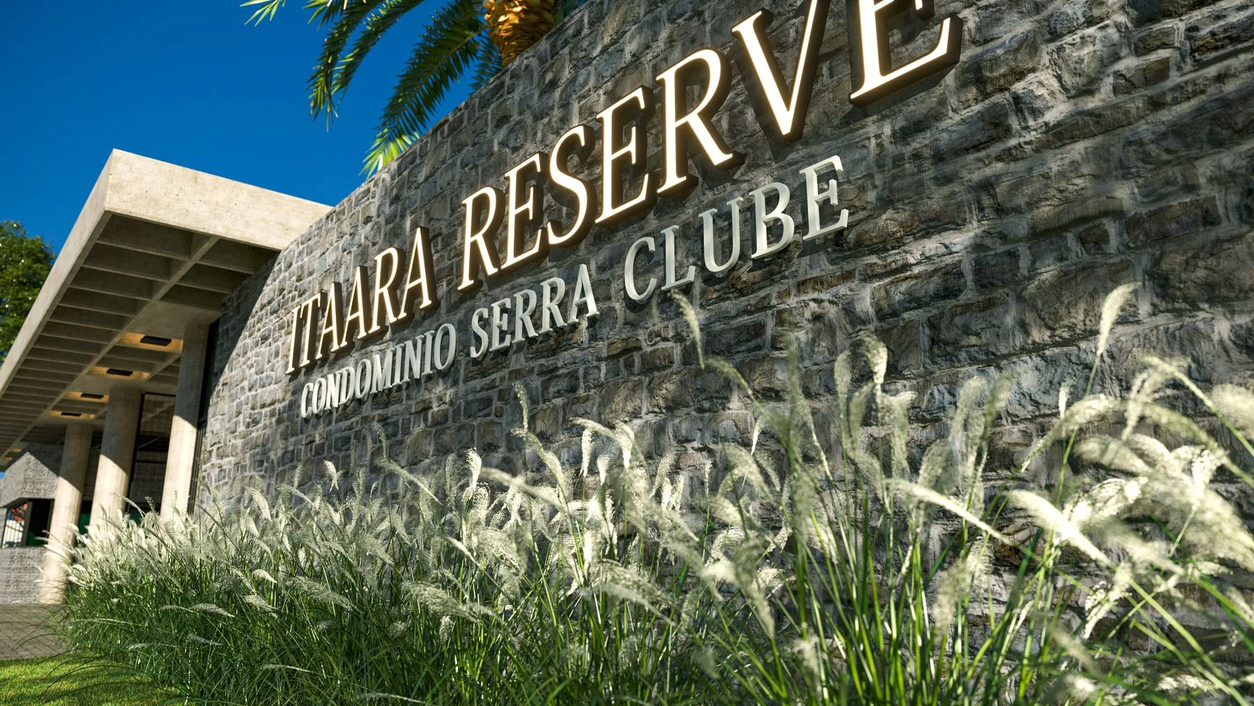Render da portaria do Itaara Reserve